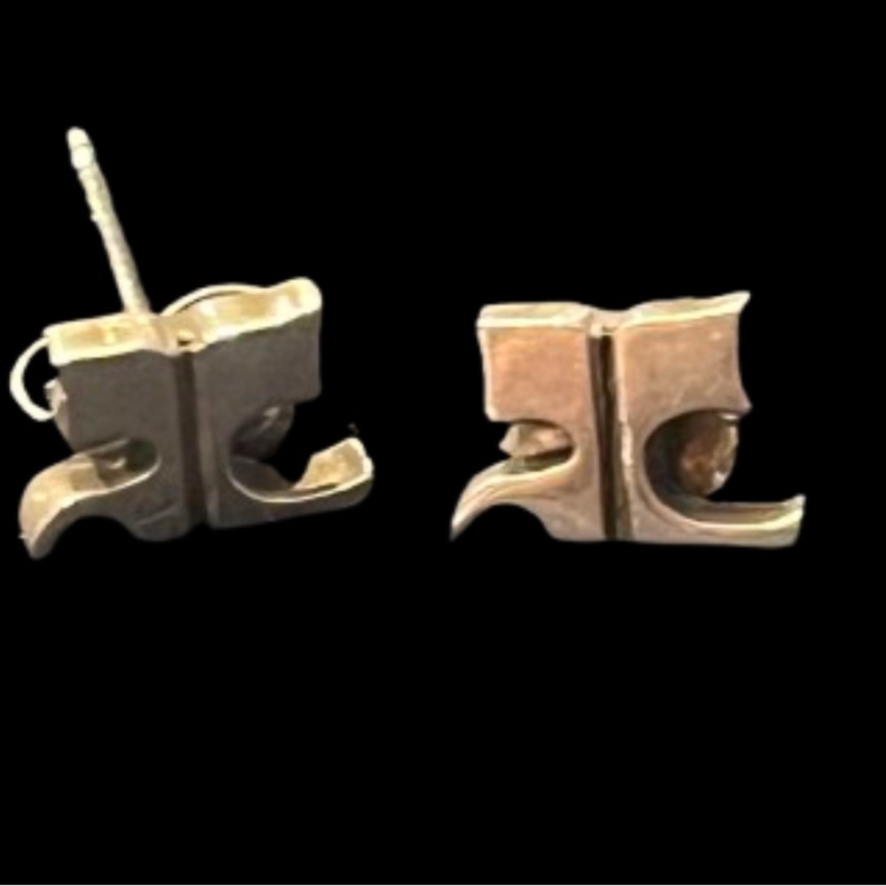 Courrèges vintage silver logo earrings